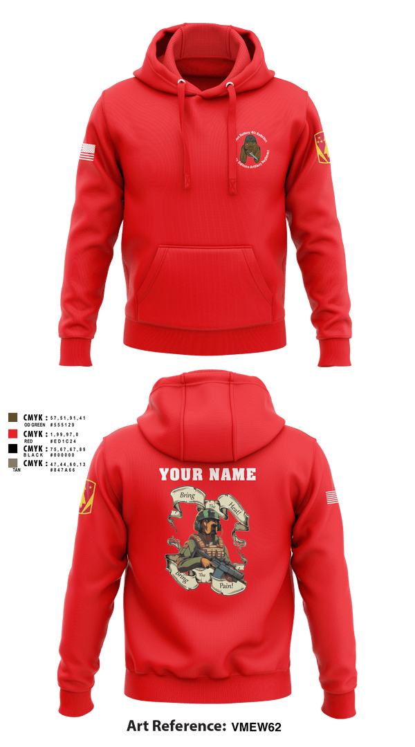 Hoodie, Bravo Battery, 4th Battalion, 3rd Air Defense Artillery Regiment, Army, Teamtime, Team time, sublimation, custom sports apparel, team uniforms, spirit wear, spiritwear, sports uniforms, custom shirts, team store, custom team store, fundraiser sports, apparel fundraiser