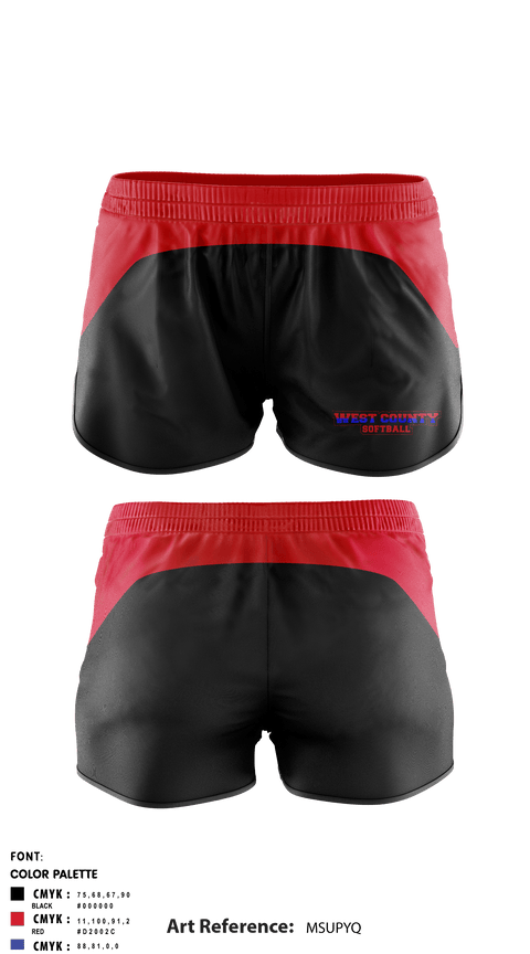 Women's Shorts, West County Softball Association, Softball, Teamtime, Team time, sublimation, custom sports apparel, team uniforms, spirit wear, spiritwear, sports uniforms, custom shirts, team store, custom team store, fundraiser sports, apparel fundraiser