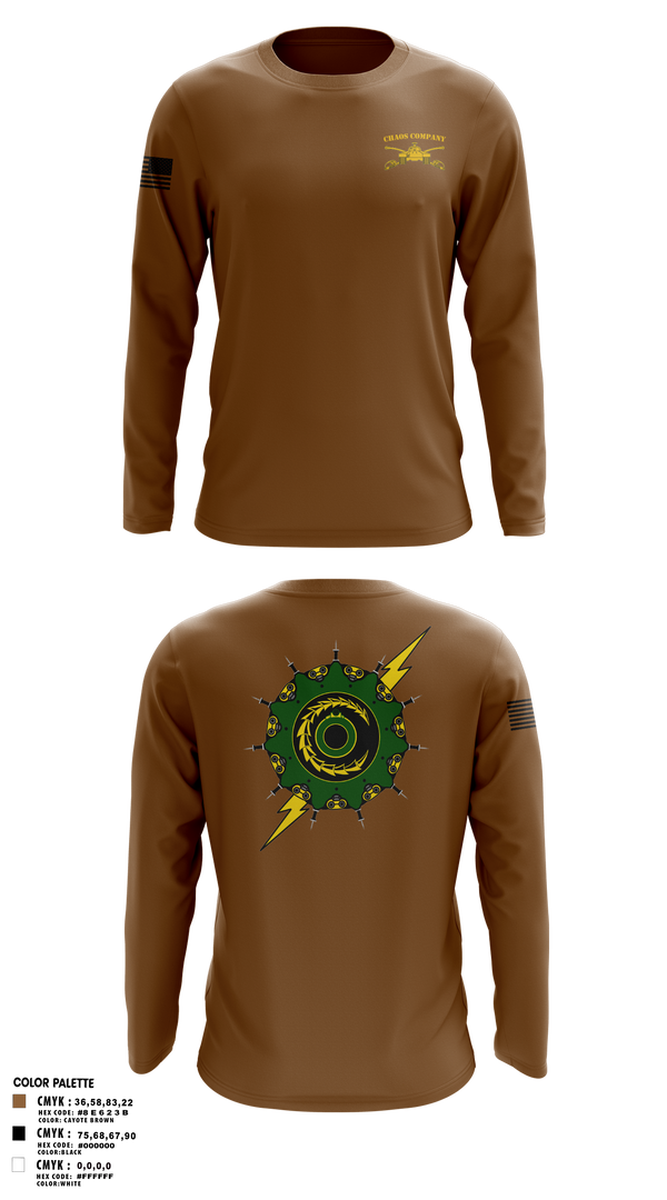Long Sleeve Performance Shirt, Chaos Company, Army, Teamtime, Team time, sublimation, custom sports apparel, team uniforms, spirit wear, spiritwear, sports uniforms, custom shirts, team store, custom team store, fundraiser sports, apparel fundraiser