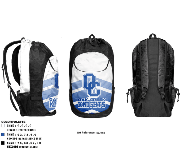 Gear Bag, Oak Creek Knights, Men's Volleyball, Teamtime, Team time, sublimation, custom sports apparel, team uniforms, spirit wear, spiritwear, sports uniforms, custom shirts, team store, custom team store, fundraiser sports, apparel fundraiser