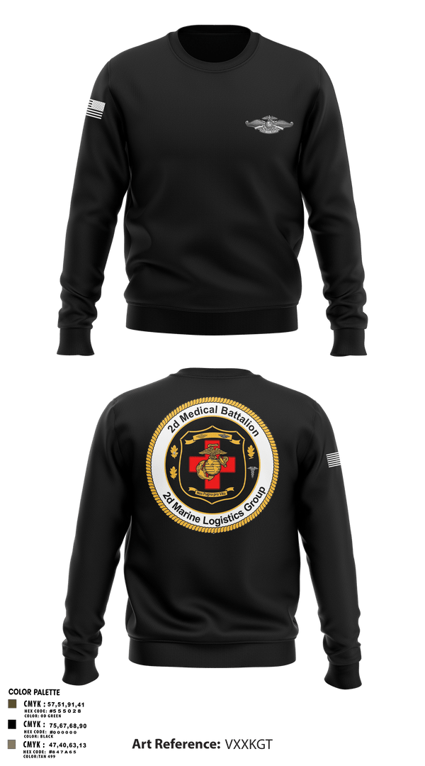 Crew Neck Sweatshirt, 2D MED BN, 2FSSG, 2MARFORLANT, Navy, Teamtime, Team time, sublimation, custom sports apparel, team uniforms, spirit wear, spiritwear, sports uniforms, custom shirts, team store, custom team store, fundraiser sports, apparel fundraiser