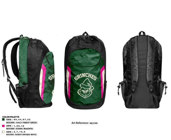 Gear Bag, Grinches, Men's Basketball, Teamtime, Team time, sublimation, custom sports apparel, team uniforms, spirit wear, spiritwear, sports uniforms, custom shirts, team store, custom team store, fundraiser sports, apparel fundraiser