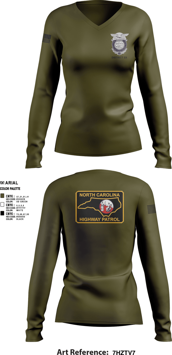 Women's Long Sleeve Vneck Shirt, District E5, Police, Teamtime, Team time, sublimation, custom sports apparel, team uniforms, spirit wear, spiritwear, sports uniforms, custom shirts, team store, custom team store, fundraiser sports, apparel fundraiser