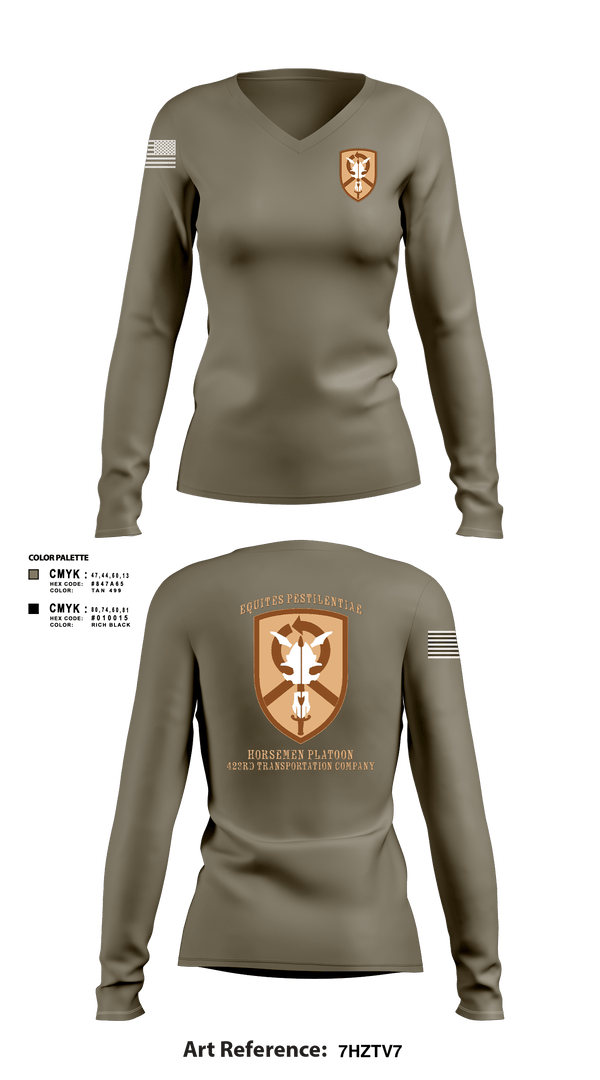 Women's Long Sleeve Vneck Shirt, 1st Platoon, 423 TC1st Platoon, 423 TC, , Teamtime, Team time, sublimation, custom sports apparel, team uniforms, spirit wear, spiritwear, sports uniforms, custom shirts, team store, custom team store, fundraiser sports, apparel fundraiser