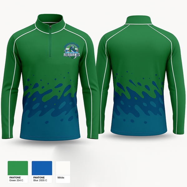 Quarter Zip Jacket, Emerald High Swim Aeroaunts, Swimming, Teamtime, Team time, sublimation, custom sports apparel, team uniforms, spirit wear, spiritwear, sports uniforms, custom shirts, team store, custom team store, fundraiser sports, apparel fundraiser