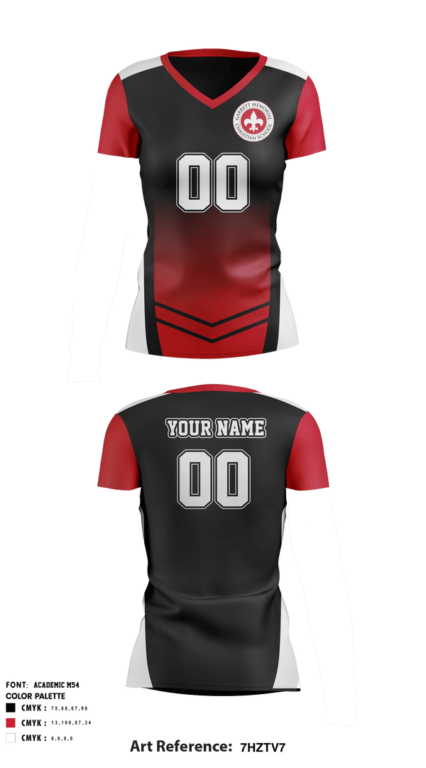 Women's Short Sleeve Vneck Shirt, Garrett Memorial Christian School Volleyball, Women's Volleyball, Teamtime, Team time, sublimation, custom sports apparel, team uniforms, spirit wear, spiritwear, sports uniforms, custom shirts, team store, custom team store, fundraiser sports, apparel fundraiser