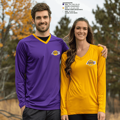 Women's Long Sleeve Vneck Shirt, Los angles lakers, Men's Basketball, Teamtime, Team time, sublimation, custom sports apparel, team uniforms, spirit wear, spiritwear, sports uniforms, custom shirts, team store, custom team store, fundraiser sports, apparel fundraiser