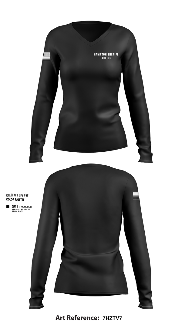 Women's Long Sleeve Vneck Shirt, Hampton sheriff office, , Teamtime, Team time, sublimation, custom sports apparel, team uniforms, spirit wear, spiritwear, sports uniforms, custom shirts, team store, custom team store, fundraiser sports, apparel fundraiser