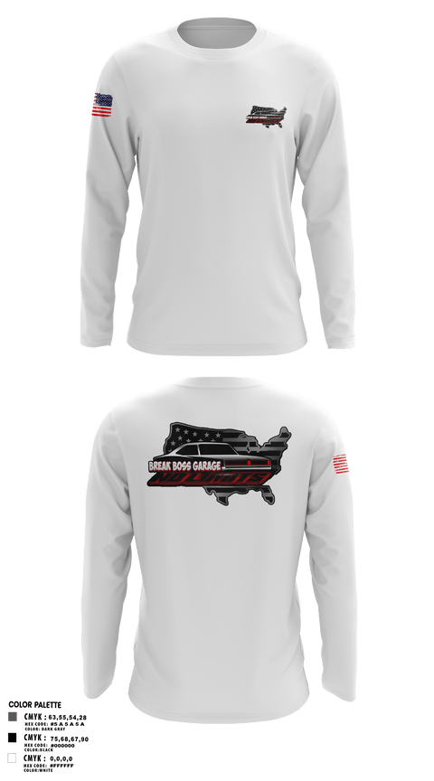 Long Sleeve Performance Shirt, Brake Boss Garage, Marines, Teamtime, Team time, sublimation, custom sports apparel, team uniforms, spirit wear, spiritwear, sports uniforms, custom shirts, team store, custom team store, fundraiser sports, apparel fundraiser