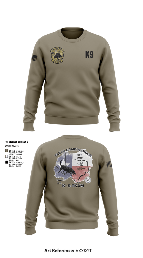 Crew Neck Sweatshirt, TXGW K9, Police, Teamtime, Team time, sublimation, custom sports apparel, team uniforms, spirit wear, spiritwear, sports uniforms, custom shirts, team store, custom team store, fundraiser sports, apparel fundraiser