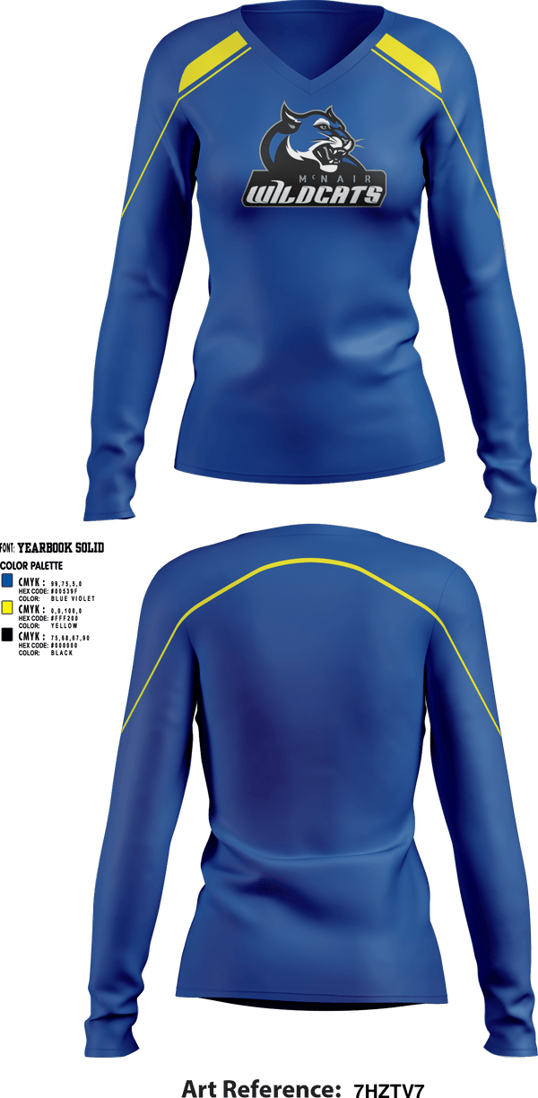 Women's Long Sleeve Vneck Shirt, Wildcats, Cheer, Teamtime, Team time, sublimation, custom sports apparel, team uniforms, spirit wear, spiritwear, sports uniforms, custom shirts, team store, custom team store, fundraiser sports, apparel fundraiser