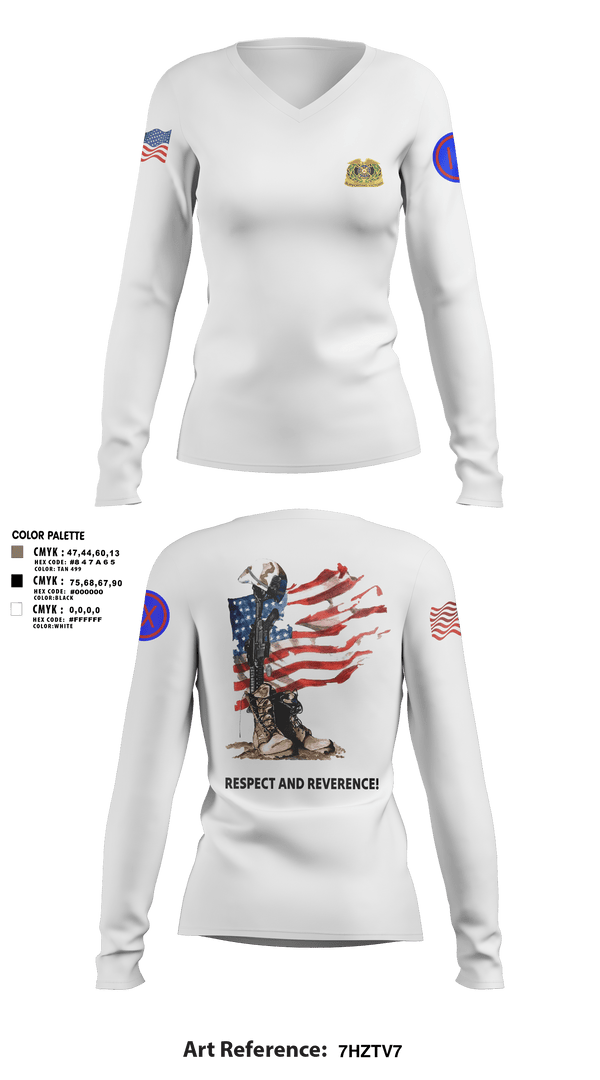 Women's Long Sleeve Vneck Shirt, 962D QUARTERMASTER COMPANY (MORTUARY AFFAIRS), Army, Teamtime, Team time, sublimation, custom sports apparel, team uniforms, spirit wear, spiritwear, sports uniforms, custom shirts, team store, custom team store, fundraiser sports, apparel fundraiser