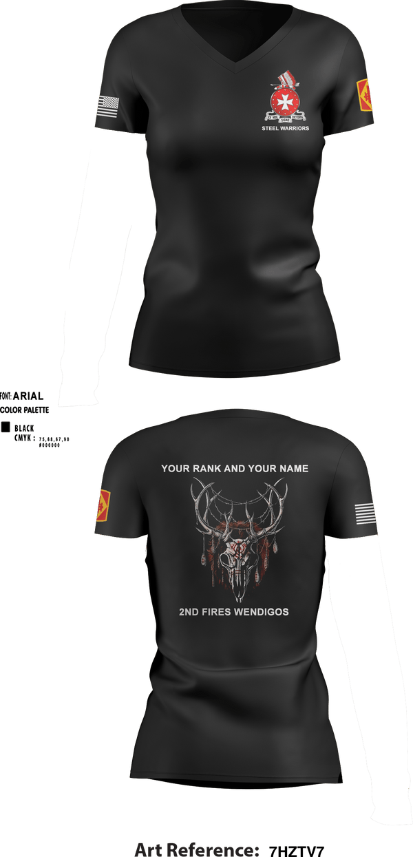 Women's Short Sleeve Vneck Shirt, Bravo 1st BN 14th FAR, Army, Teamtime, Team time, sublimation, custom sports apparel, team uniforms, spirit wear, spiritwear, sports uniforms, custom shirts, team store, custom team store, fundraiser sports, apparel fundraiser