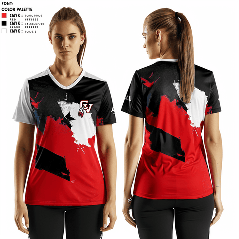 Women's Short Sleeve Vneck Shirt, Big Reds, Track & Field, Teamtime, Team time, sublimation, custom sports apparel, team uniforms, spirit wear, spiritwear, sports uniforms, custom shirts, team store, custom team store, fundraiser sports, apparel fundraiser