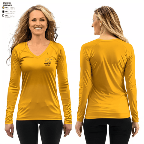 Women's Long Sleeve Vneck Shirt, Fremont-Mills High School Volleyball, Women's Volleyball, Teamtime, Team time, sublimation, custom sports apparel, team uniforms, spirit wear, spiritwear, sports uniforms, custom shirts, team store, custom team store, fundraiser sports, apparel fundraiser