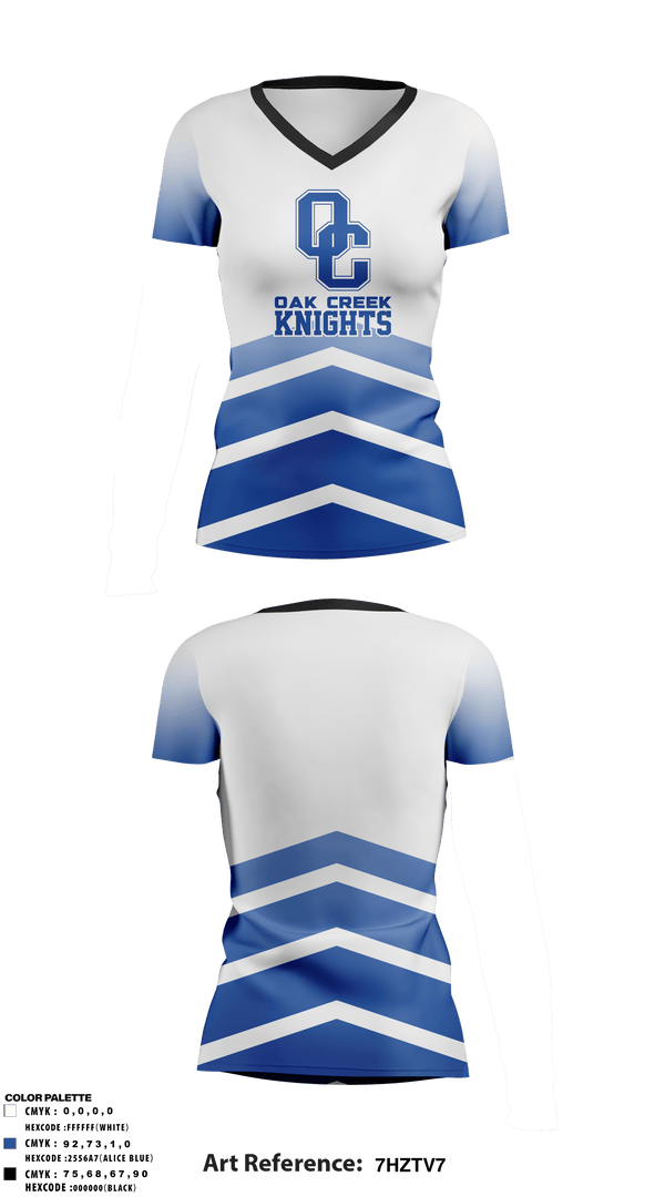 Women's Long Sleeve Vneck Shirt, Oak Creek Knights, Men's Volleyball, Teamtime, Team time, sublimation, custom sports apparel, team uniforms, spirit wear, spiritwear, sports uniforms, custom shirts, team store, custom team store, fundraiser sports, apparel fundraiser