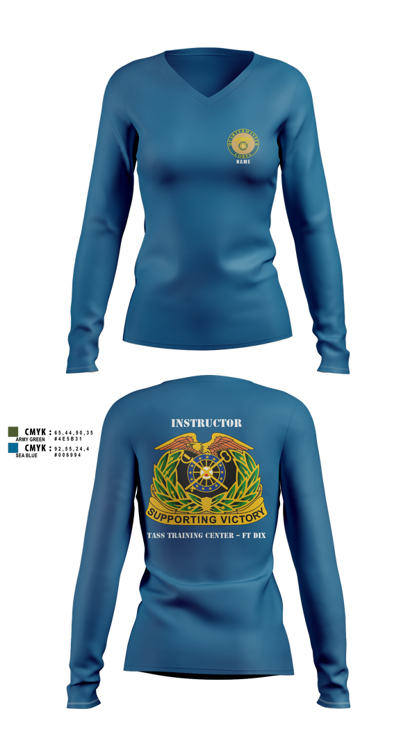 Women's Long Sleeve Vneck Shirt, 80th TC, TTC-Dix, Army, Teamtime, Team time, sublimation, custom sports apparel, team uniforms, spirit wear, spiritwear, sports uniforms, custom shirts, team store, custom team store, fundraiser sports, apparel fundraiser