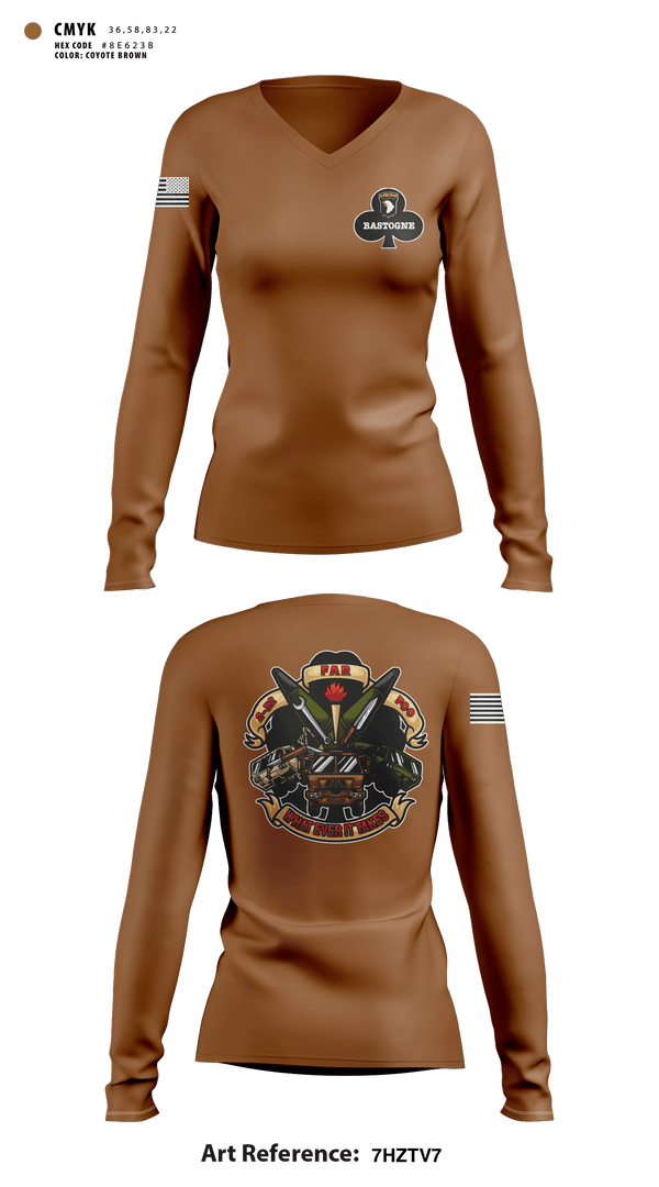 Women's Long Sleeve Vneck Shirt, F co. 2-32 FAR, Army, Teamtime, Team time, sublimation, custom sports apparel, team uniforms, spirit wear, spiritwear, sports uniforms, custom shirts, team store, custom team store, fundraiser sports, apparel fundraiser