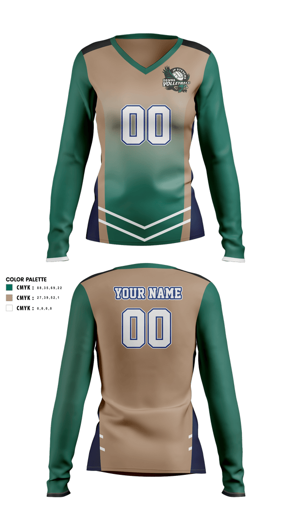 Women's Long Sleeve Vneck Shirt, John P Stevens High School Volleyball, Women's Volleyball, Teamtime, Team time, sublimation, custom sports apparel, team uniforms, spirit wear, spiritwear, sports uniforms, custom shirts, team store, custom team store, fundraiser sports, apparel fundraiser