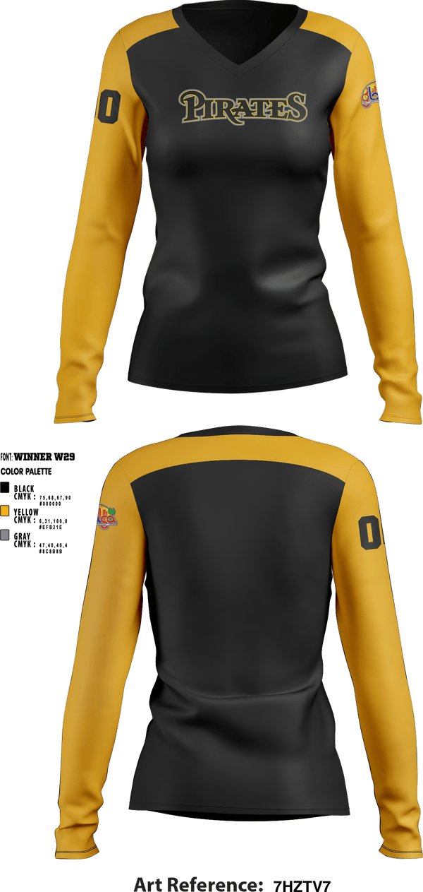 Women's Long Sleeve Vneck Shirt, Los Angeles Pirates, Baseball, Teamtime, Team time, sublimation, custom sports apparel, team uniforms, spirit wear, spiritwear, sports uniforms, custom shirts, team store, custom team store, fundraiser sports, apparel fundraiser