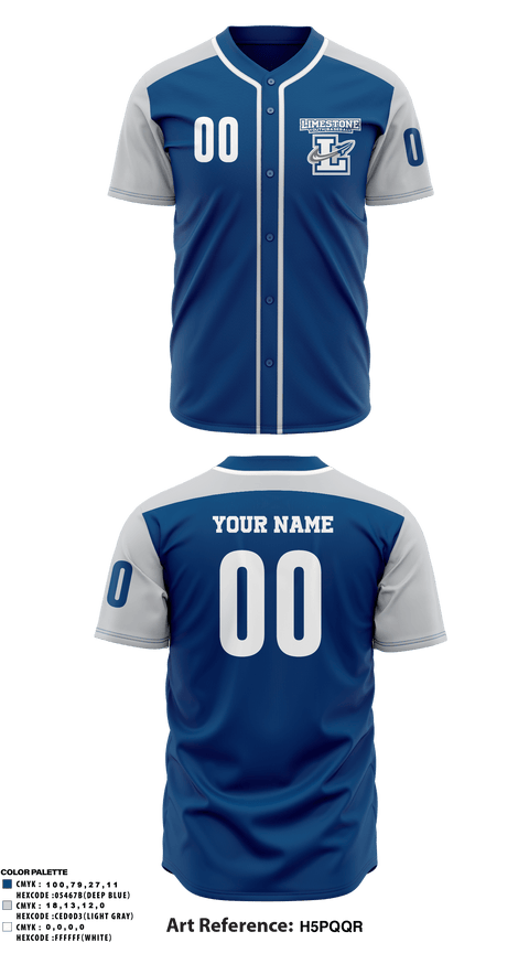Two Button Baseball Jersey, Limestone Youth Baseball, Baseball, Teamtime, Team time, sublimation, custom sports apparel, team uniforms, spirit wear, spiritwear, sports uniforms, custom shirts, team store, custom team store, fundraiser sports, apparel fundraiser