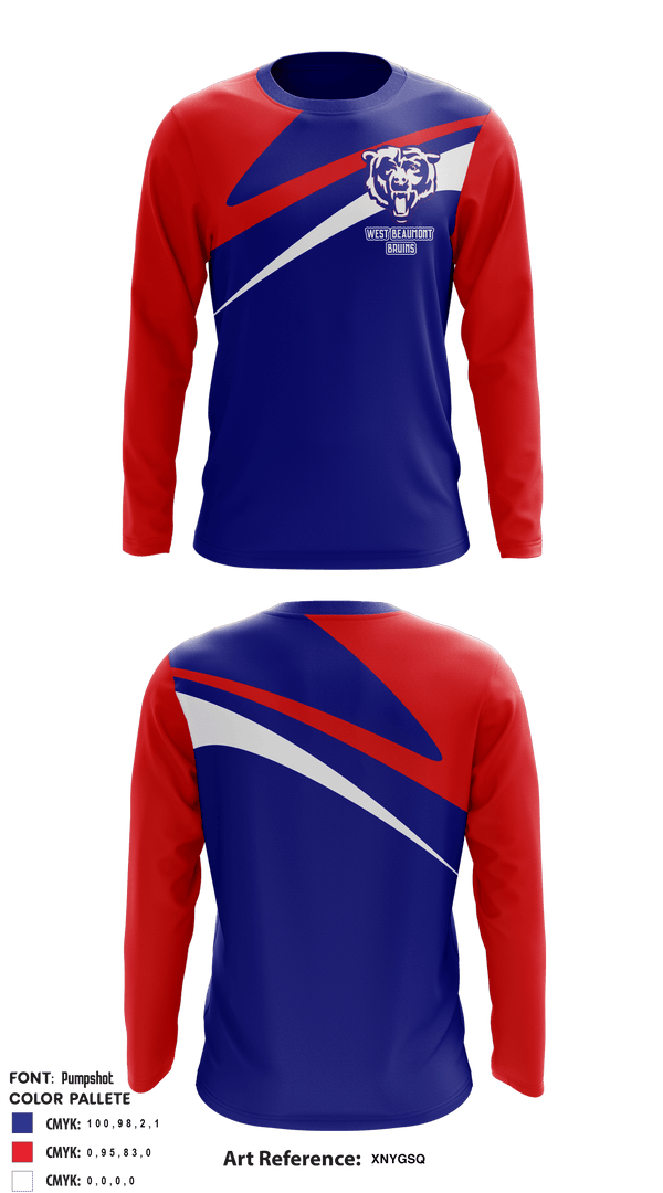 Long Sleeve Performance Shirt, West Beaumont Bruins Intermediate Football League, Football, Teamtime, Team time, sublimation, custom sports apparel, team uniforms, spirit wear, spiritwear, sports uniforms, custom shirts, team store, custom team store, fundraiser sports, apparel fundraiser