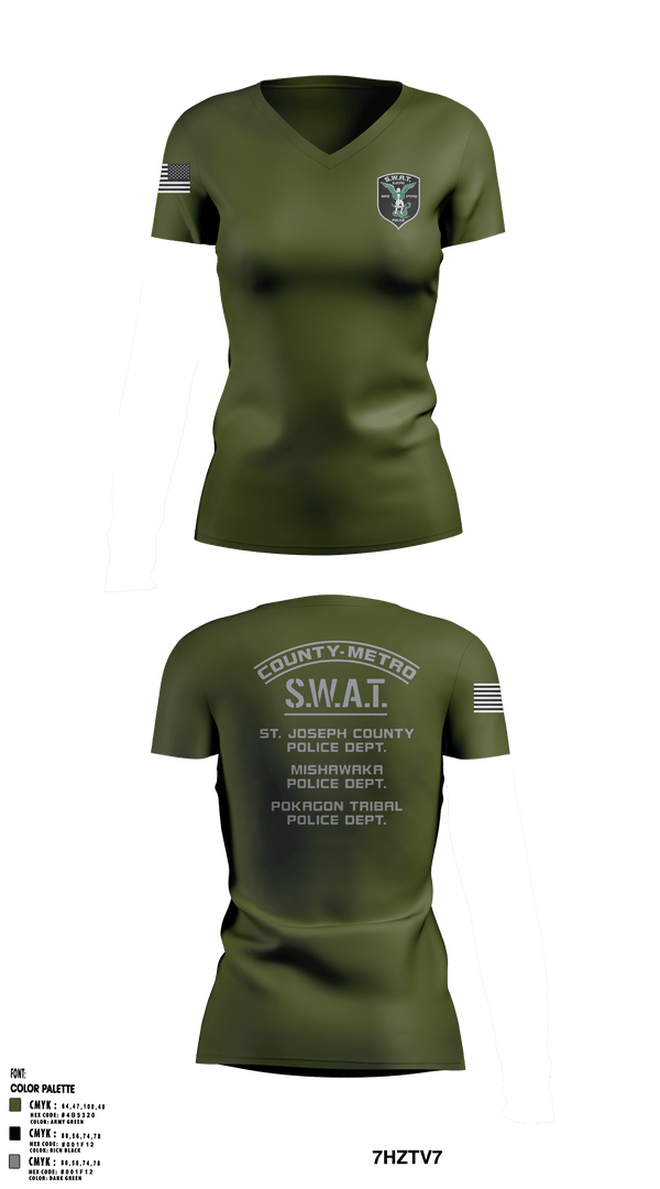 Women's Short Sleeve Vneck Shirt, St. Joseph County SWAT, , Teamtime, Team time, sublimation, custom sports apparel, team uniforms, spirit wear, spiritwear, sports uniforms, custom shirts, team store, custom team store, fundraiser sports, apparel fundraiser