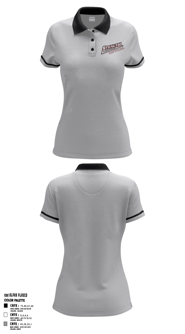 Women's Short Sleeve Performance Polo, Stealth Softball Org, Softball, Teamtime, Team time, sublimation, custom sports apparel, team uniforms, spirit wear, spiritwear, sports uniforms, custom shirts, team store, custom team store, fundraiser sports, apparel fundraiser