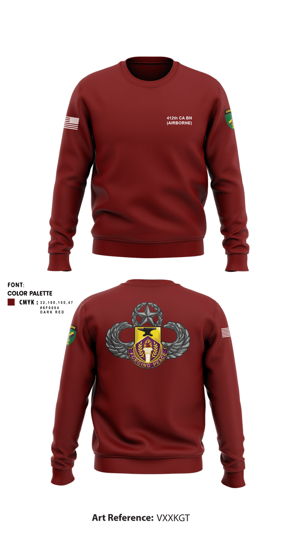 Crew Neck Sweatshirt, 412TH CA BN, , Teamtime, Team time, sublimation, custom sports apparel, team uniforms, spirit wear, spiritwear, sports uniforms, custom shirts, team store, custom team store, fundraiser sports, apparel fundraiser