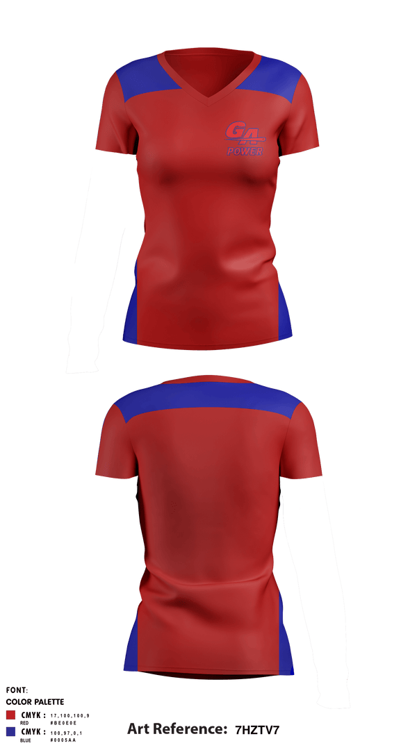 Women's Short Sleeve Vneck Shirt, Ga Power Fastpitch Organization, Softball, Teamtime, Team time, sublimation, custom sports apparel, team uniforms, spirit wear, spiritwear, sports uniforms, custom shirts, team store, custom team store, fundraiser sports, apparel fundraiser