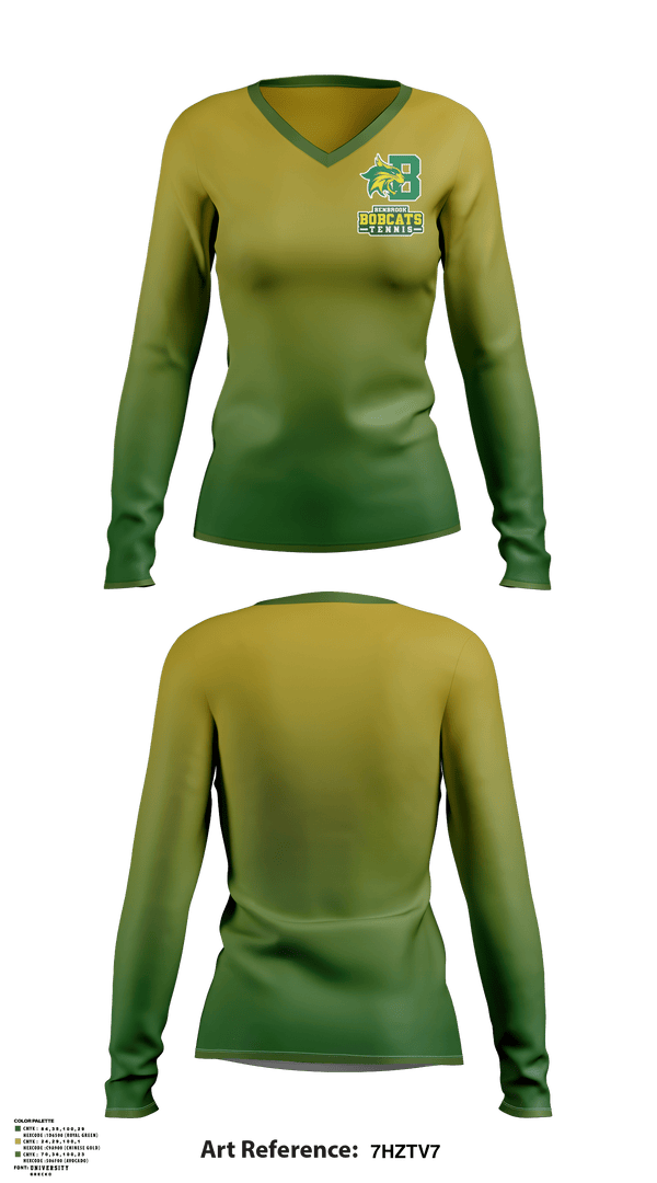 Women's Long Sleeve Vneck Shirt, Bobcat Tennis, Tennis, Teamtime, Team time, sublimation, custom sports apparel, team uniforms, spirit wear, spiritwear, sports uniforms, custom shirts, team store, custom team store, fundraiser sports, apparel fundraiser