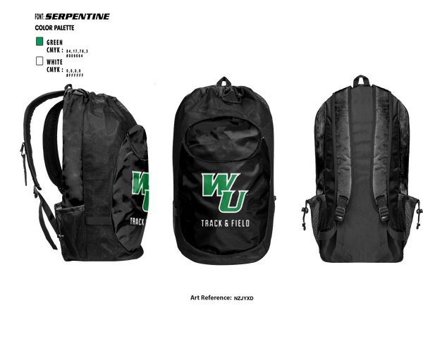 Gear Bag, Wilmington University Track, Track & Field, Teamtime, Team time, sublimation, custom sports apparel, team uniforms, spirit wear, spiritwear, sports uniforms, custom shirts, team store, custom team store, fundraiser sports, apparel fundraiser
