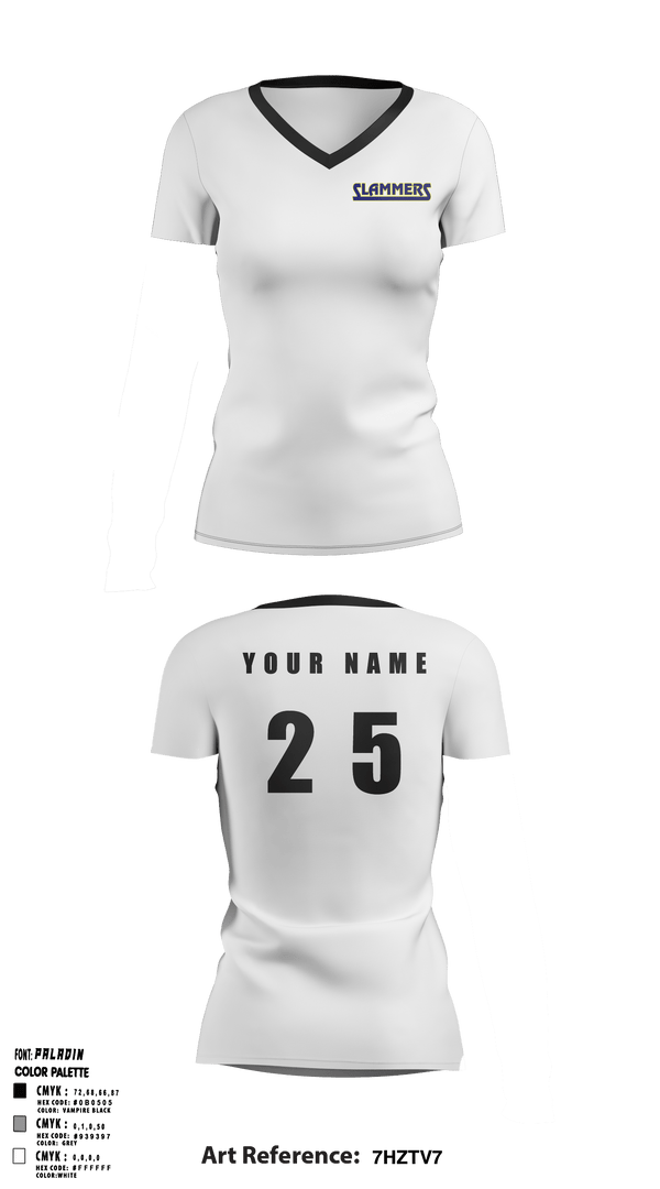 Women's Short Sleeve Vneck Shirt, Slammers FP, Softball, Teamtime, Team time, sublimation, custom sports apparel, team uniforms, spirit wear, spiritwear, sports uniforms, custom shirts, team store, custom team store, fundraiser sports, apparel fundraiser