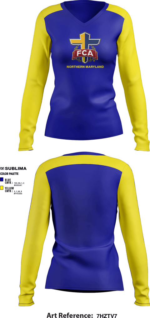 Women's Long Sleeve Vneck Shirt, Northern Maryland FCA, Spirit Store, Teamtime, Team time, sublimation, custom sports apparel, team uniforms, spirit wear, spiritwear, sports uniforms, custom shirts, team store, custom team store, fundraiser sports, apparel fundraiser
