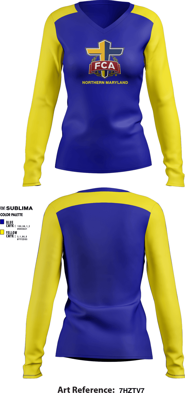 Women's Long Sleeve Vneck Shirt, Northern Maryland FCA, Spirit Store, Teamtime, Team time, sublimation, custom sports apparel, team uniforms, spirit wear, spiritwear, sports uniforms, custom shirts, team store, custom team store, fundraiser sports, apparel fundraiser