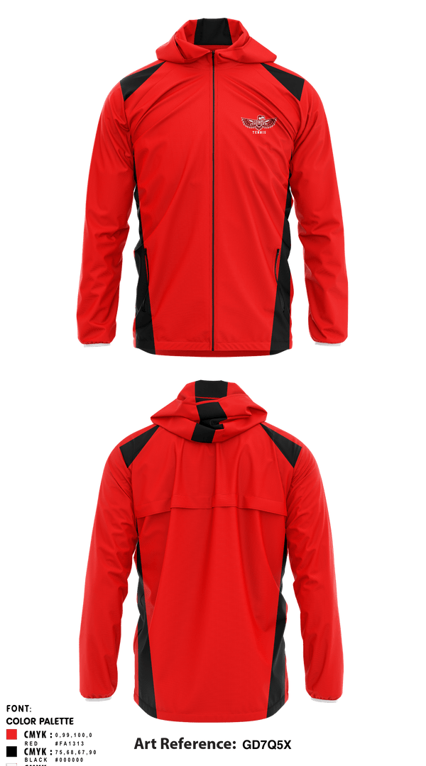 Windbreaker, Renton Redhawks, Tennis, Teamtime, Team time, sublimation, custom sports apparel, team uniforms, spirit wear, spiritwear, sports uniforms, custom shirts, team store, custom team store, fundraiser sports, apparel fundraiser