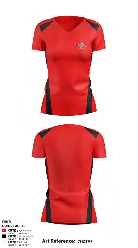 Women's Short Sleeve Vneck Shirt, Renton Redhawks, Tennis, Teamtime, Team time, sublimation, custom sports apparel, team uniforms, spirit wear, spiritwear, sports uniforms, custom shirts, team store, custom team store, fundraiser sports, apparel fundraiser
