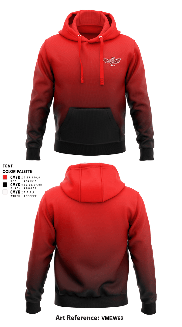 Hoodie, Renton Redhawks, Tennis, Teamtime, Team time, sublimation, custom sports apparel, team uniforms, spirit wear, spiritwear, sports uniforms, custom shirts, team store, custom team store, fundraiser sports, apparel fundraiser