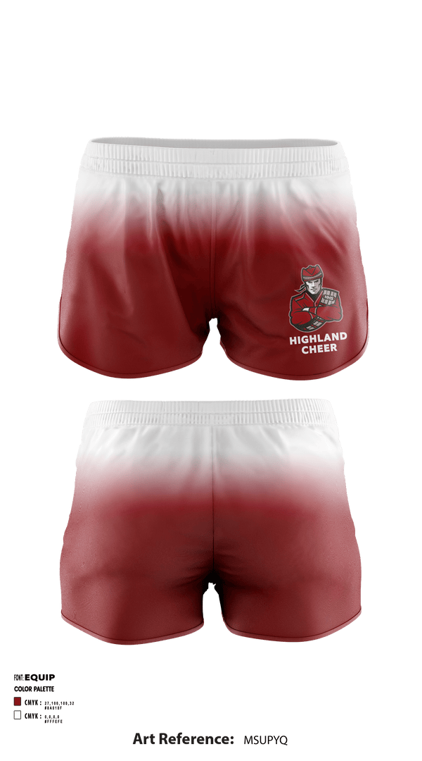Women's Shorts, Highland High School Cheer, , Teamtime, Team time, sublimation, custom sports apparel, team uniforms, spirit wear, spiritwear, sports uniforms, custom shirts, team store, custom team store, fundraiser sports, apparel fundraiser
