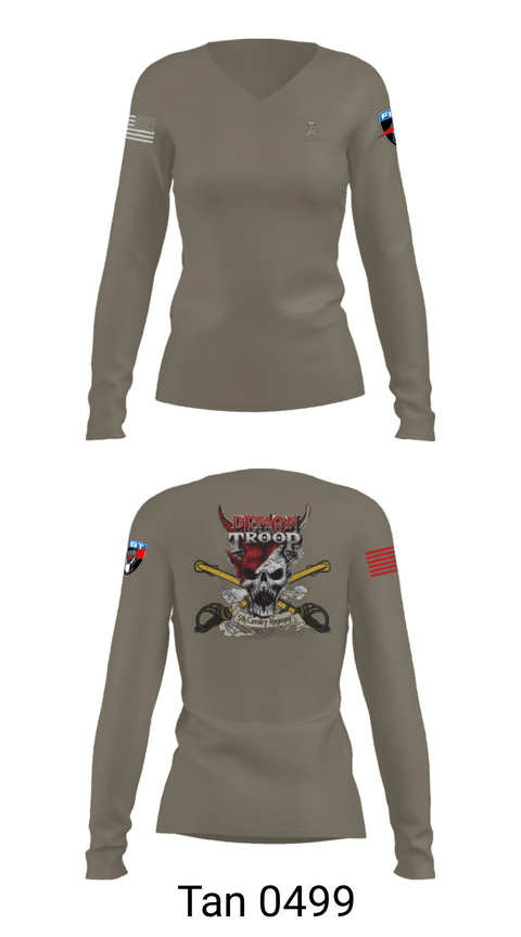 Women's Long Sleeve Vneck Shirt, , Army, Teamtime, Team time, sublimation, custom sports apparel, team uniforms, spirit wear, spiritwear, sports uniforms, custom shirts, team store, custom team store, fundraiser sports, apparel fundraiser