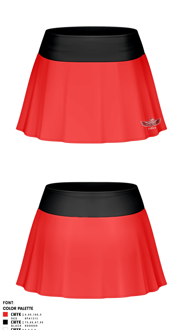 Skort, Renton Redhawks, Tennis, Teamtime, Team time, sublimation, custom sports apparel, team uniforms, spirit wear, spiritwear, sports uniforms, custom shirts, team store, custom team store, fundraiser sports, apparel fundraiser