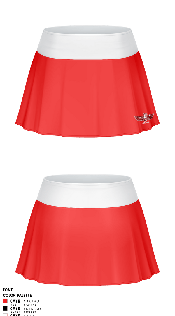 Skort, Renton Redhawks, Tennis, Teamtime, Team time, sublimation, custom sports apparel, team uniforms, spirit wear, spiritwear, sports uniforms, custom shirts, team store, custom team store, fundraiser sports, apparel fundraiser