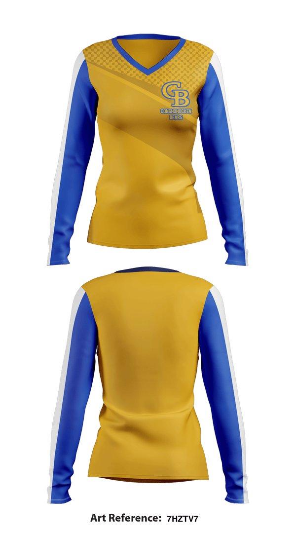 Women's Long Sleeve Vneck Shirt, Conshohocken Youth Football, Football, Teamtime, Team time, sublimation, custom sports apparel, team uniforms, spirit wear, spiritwear, sports uniforms, custom shirts, team store, custom team store, fundraiser sports, apparel fundraiser