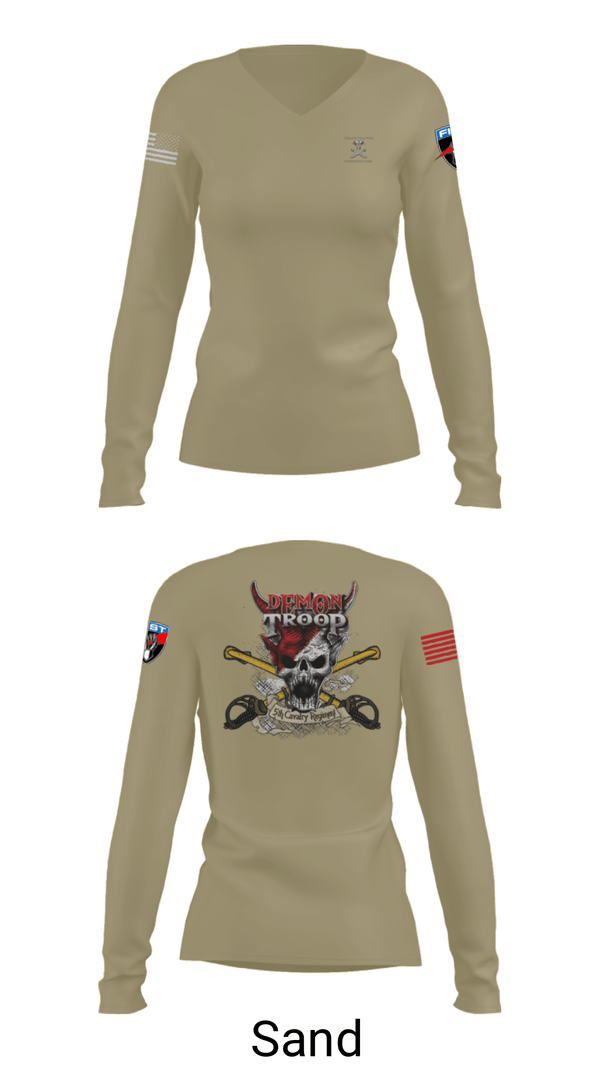 Women's Long Sleeve Vneck Shirt, , Army, Teamtime, Team time, sublimation, custom sports apparel, team uniforms, spirit wear, spiritwear, sports uniforms, custom shirts, team store, custom team store, fundraiser sports, apparel fundraiser