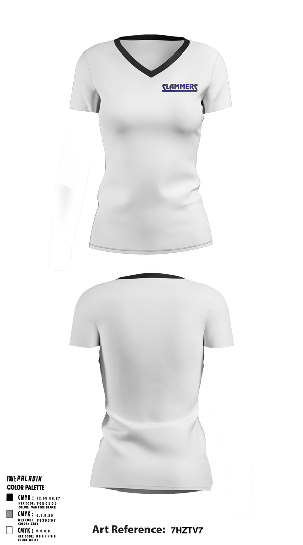 Women's Short Sleeve Vneck Shirt, Slammers FP, Softball, Teamtime, Team time, sublimation, custom sports apparel, team uniforms, spirit wear, spiritwear, sports uniforms, custom shirts, team store, custom team store, fundraiser sports, apparel fundraiser