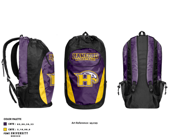 Gear Bag, Hanford High School Basketball, Men's Basketball, Teamtime, Team time, sublimation, custom sports apparel, team uniforms, spirit wear, spiritwear, sports uniforms, custom shirts, team store, custom team store, fundraiser sports, apparel fundraiser