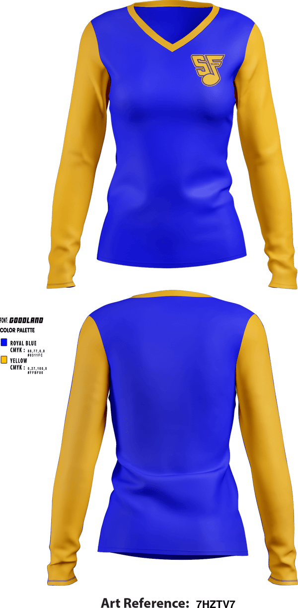 Women's Long Sleeve Vneck Shirt, South Farmington Blues, Softball, Teamtime, Team time, sublimation, custom sports apparel, team uniforms, spirit wear, spiritwear, sports uniforms, custom shirts, team store, custom team store, fundraiser sports, apparel fundraiser