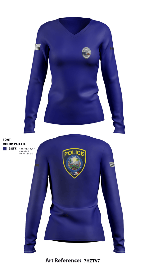 Women's Long Sleeve Vneck Shirt, , Police, Teamtime, Team time, sublimation, custom sports apparel, team uniforms, spirit wear, spiritwear, sports uniforms, custom shirts, team store, custom team store, fundraiser sports, apparel fundraiser