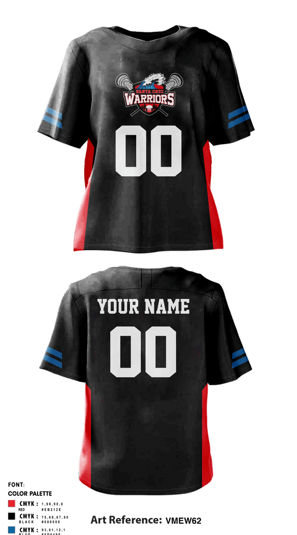 Mens Lacrosse Jersey, Santa Cruz Warriors Lacrosse, Men's Lacrosse, Teamtime, Team time, sublimation, custom sports apparel, team uniforms, spirit wear, spiritwear, sports uniforms, custom shirts, team store, custom team store, fundraiser sports, apparel fundraiser