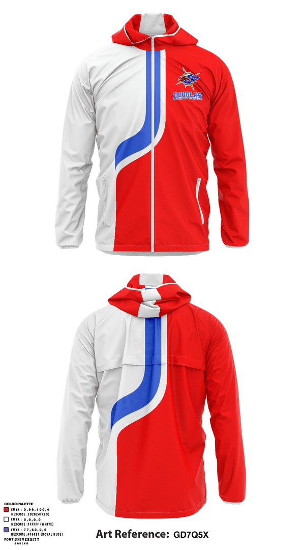 Windbreaker, Douglas High School Track, Track & Field, Teamtime, Team time, sublimation, custom sports apparel, team uniforms, spirit wear, spiritwear, sports uniforms, custom shirts, team store, custom team store, fundraiser sports, apparel fundraiser